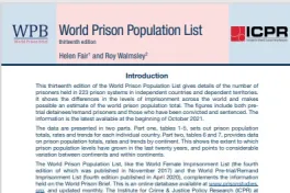 World Prison Population List thirteenth edition