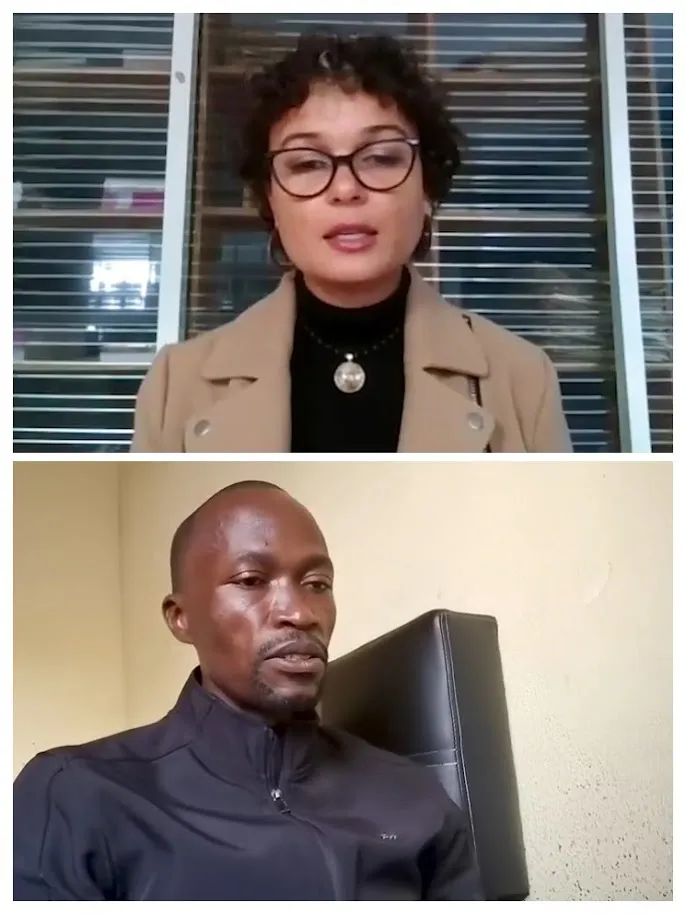 Derrick Thulani Ndlovu and Danille Louw on a video call