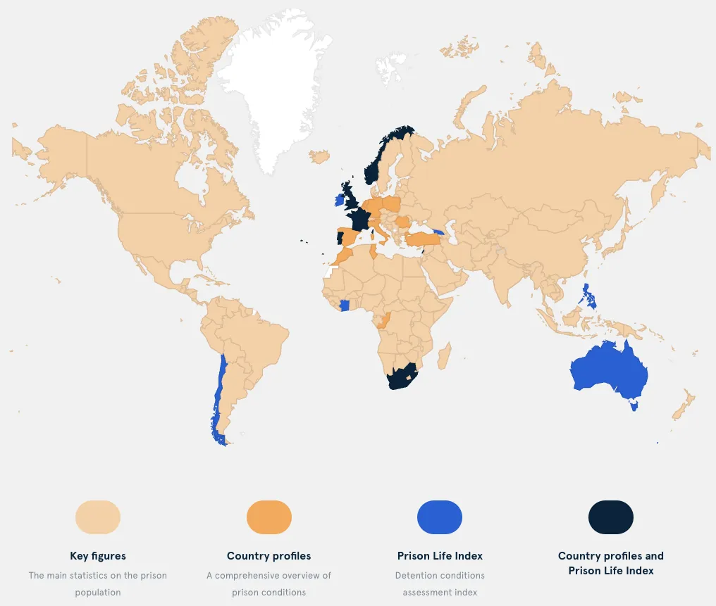 Prison Life Index data on a choropleth map